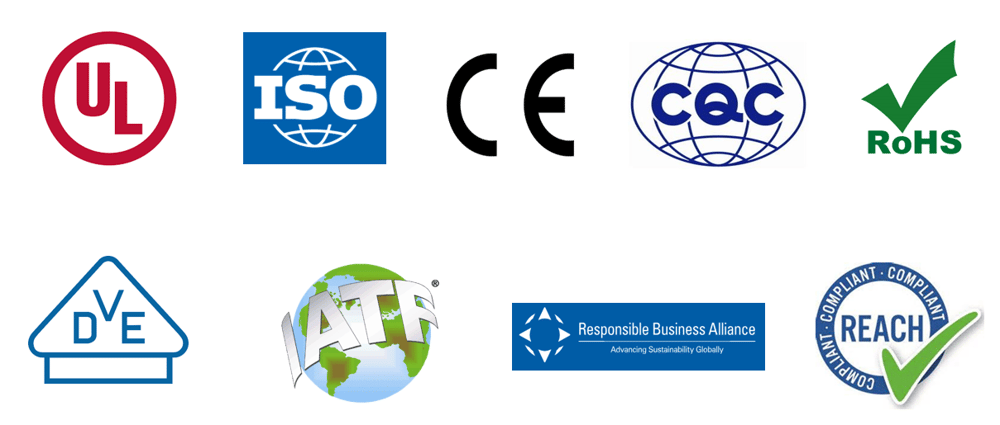 UL, ISO, CE, CQC, RoHS, VDE, IATF, REACH, Certifications, SJH, Electric Heaters